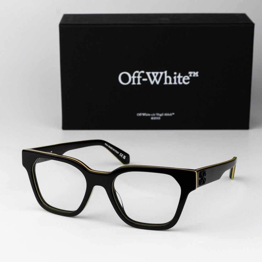 Off-White STYLE 7P Men Eyeglasses Black Yellow Square OERJ07P STYLE 7P 1300